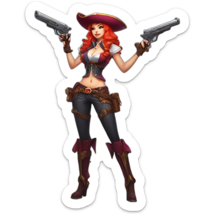 miss fortune with her guns league of legends full body sticker