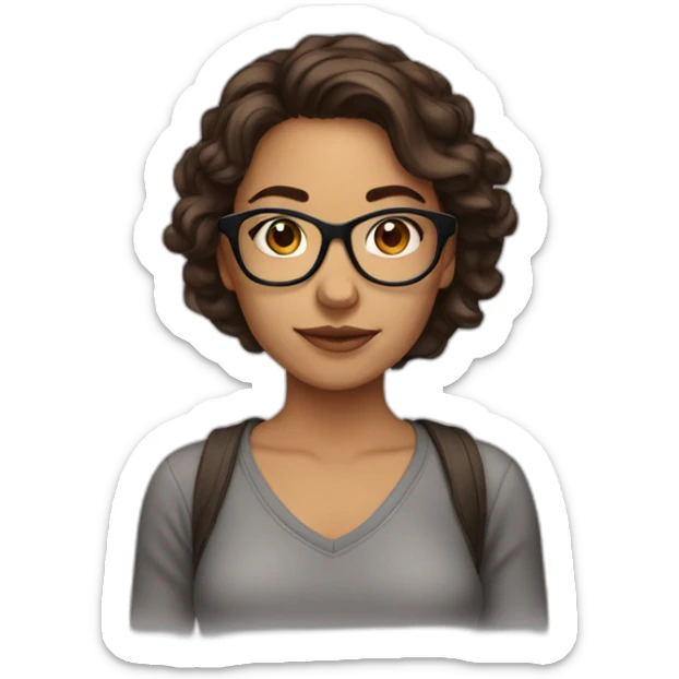 27 year old woman with glasses brown hair and latin sticker