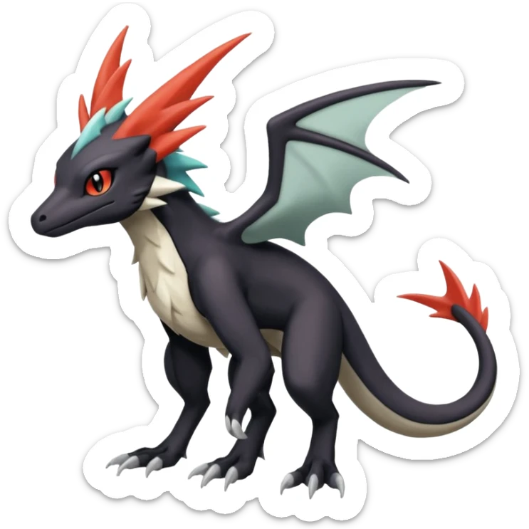 Salandit-Noivern-Mightyena-Silvally-Fakémon-hybrid-creature (full body)  sticker