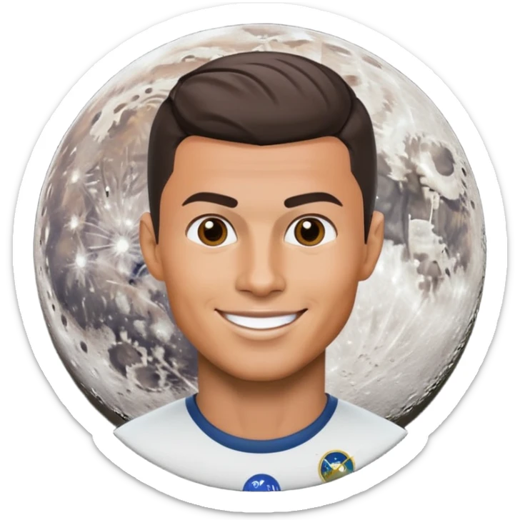 generate an emoji of the head of cristiano ronaldo in the moon sticker
