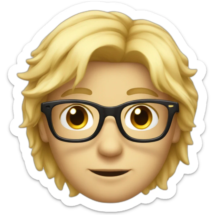 garçon avec des cheveux long blond des yeux bleux et des lunette noir sticker
