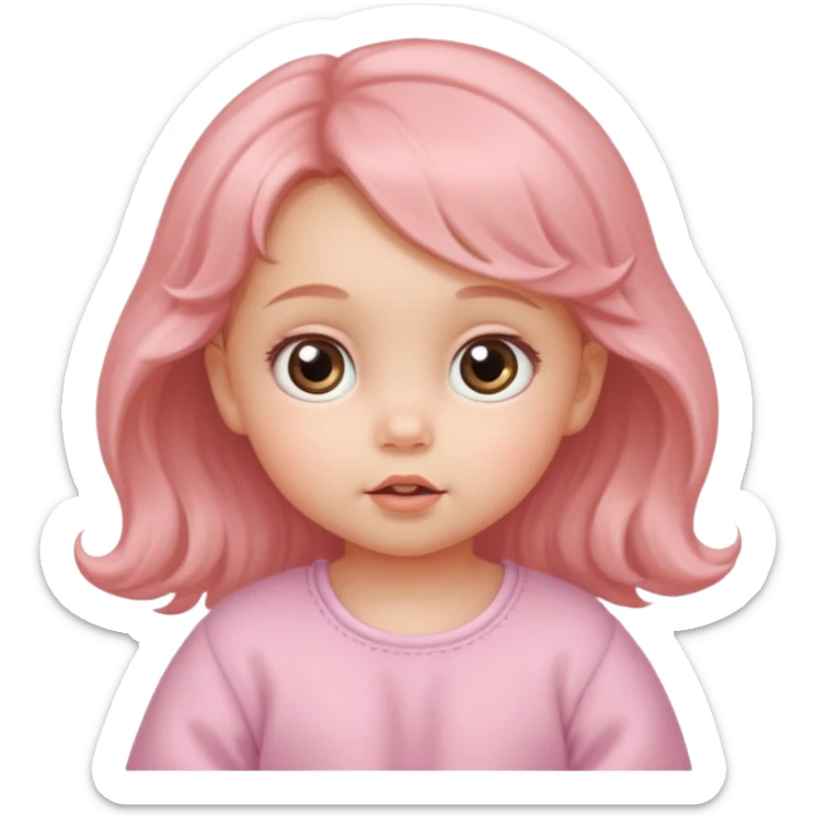 The head of a Cherubic infant baby girl with a tuff of hair and big dreamy eyes sticker