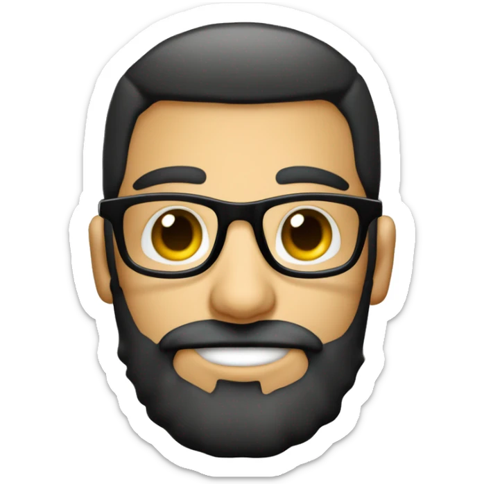 homem pardo jovem de oculos redondo olhos castanhos claros cabelo preto com uma barba bem baixa sticker