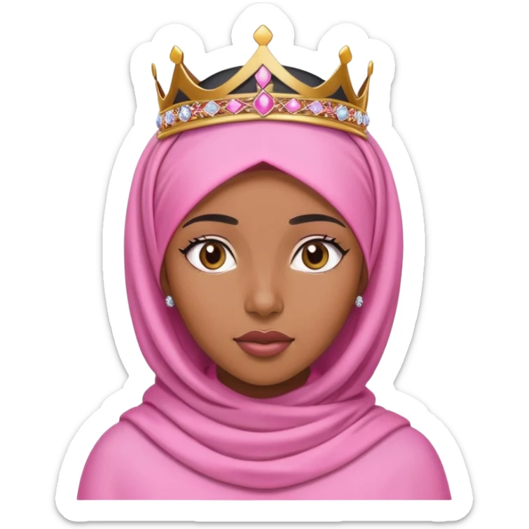 Black girl caramel skin wearing pink hijab and a tiara on top of her head sticker