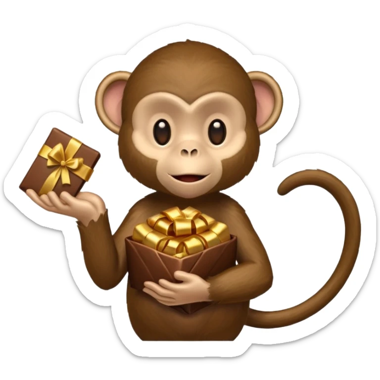 monkey handing out chocolate sticker