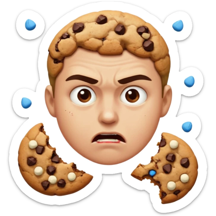 Angry person that’s eating a lot of cookies sticker