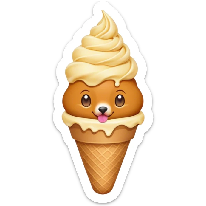 Un emoji con un cirneco dell'etna che mangia un gelato sticker