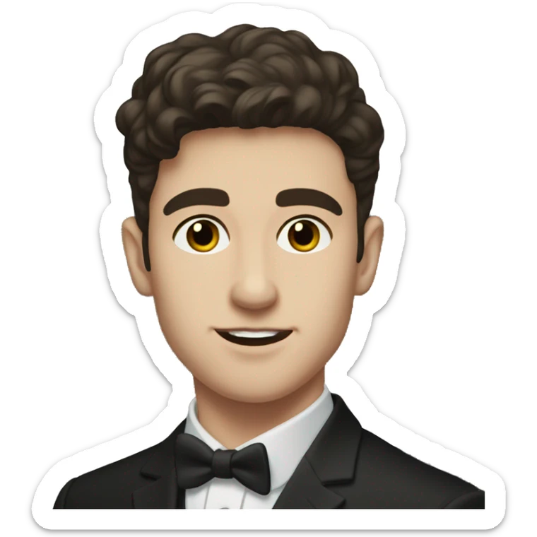 Young men with white skin and dark brown hair in formal portrait in nature sticker