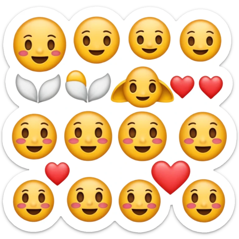 một emoji cảm xúc hạnh phúc, chỉ gồm 2 con mắt,  mắt trắng, má hồng sticker