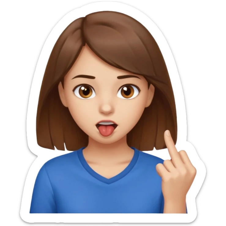 Fais moi une fille brune avec les yeux marrons, qui ce mort un doigt avec un regard coquin. sticker