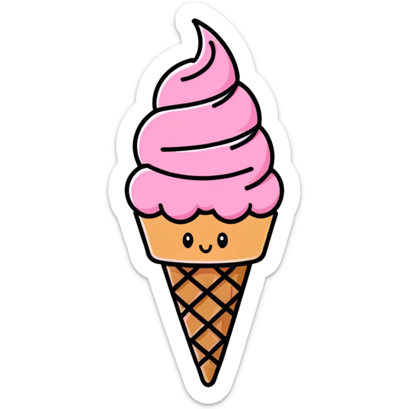 ice cream cone with pink ice cream and a red hula hoop circling it sticker