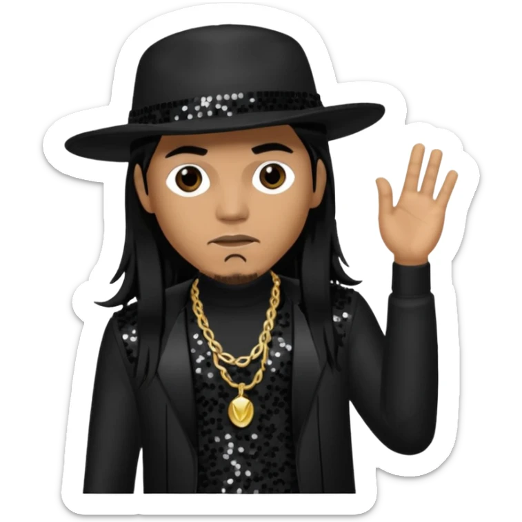 Taboo from Black Eyed Peas with long black hair, black sequin outfit  sticker