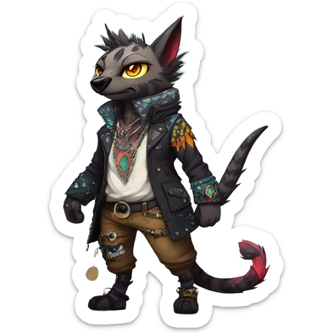 cool edgy animal fursona creature by griffsnuff & LiLaiRa & Falvie with badass colors and patterns and a spiked collar full body sticker
