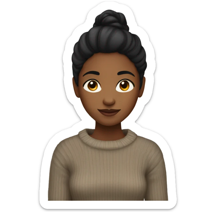 Brown skin girl with straight black hair in a sweater sticker