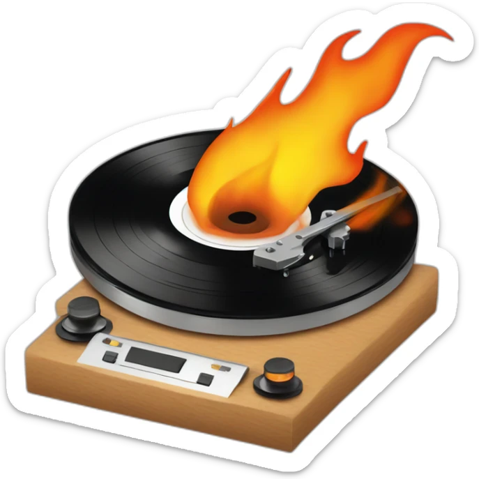 vinyl record on fire sticker