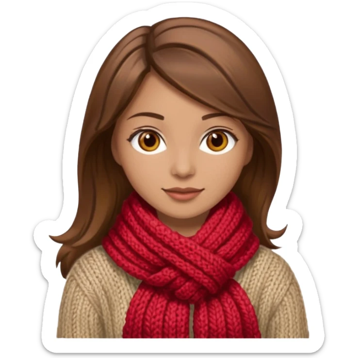  Woman with brown hair and highlights light brown eyes no glasses Knitting emoji sticker
