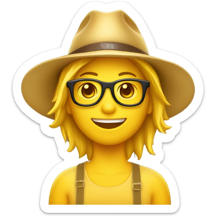 emoji jaune lunette de soleil avec un chapeau safari sur la tête sticker
