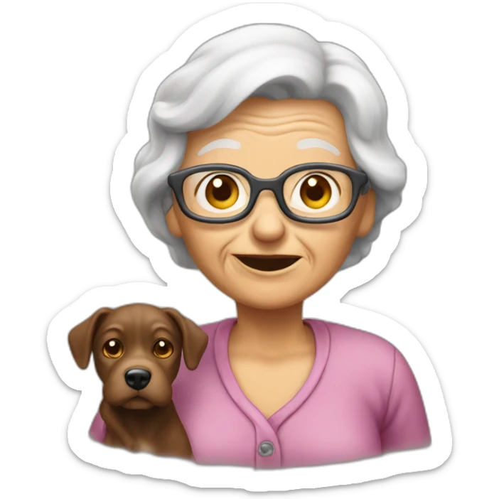 Old woman who take picture of poop dog sticker