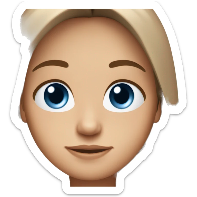 Long, brown hair(straight); blue eyes; tan skin; freckles  sticker