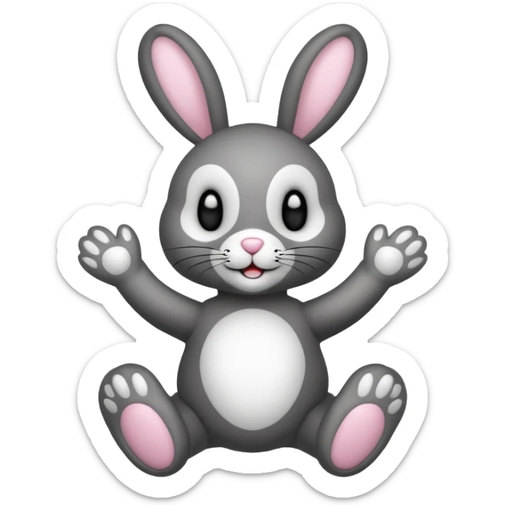 Emoji pour twitch d'une peluche lapin squelette noir faisant signe de la patte avec le texte:"Hi !" sticker