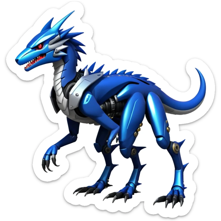 Edgy Futuristic Mechanical Sergal-raptor-nargacuga-vernid, full body sticker