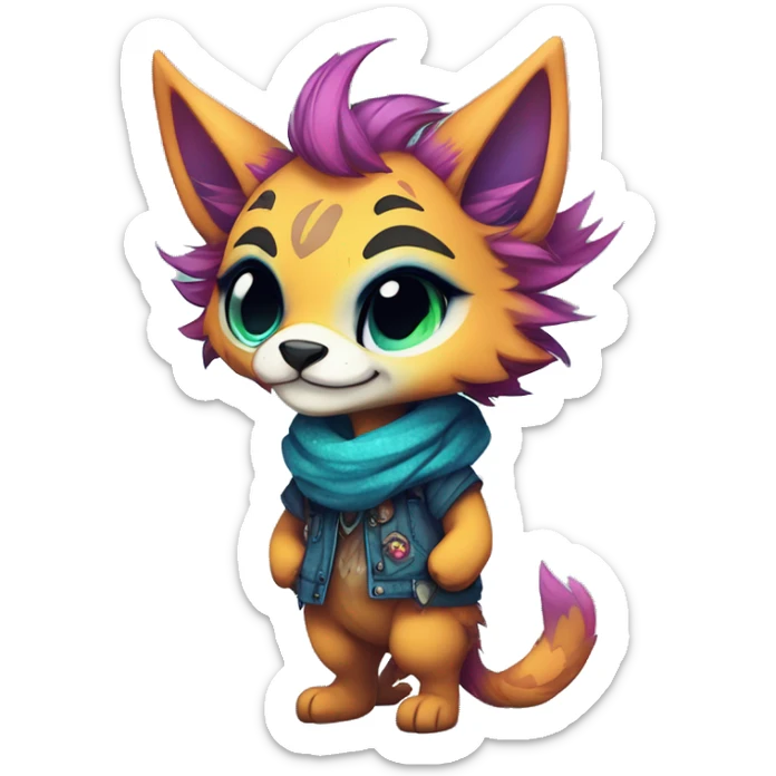 Cool cute Kawaii edgy colorful anthro fantasy animal fursona by griffsnuff & LiLaiRa & Falvie full body sticker