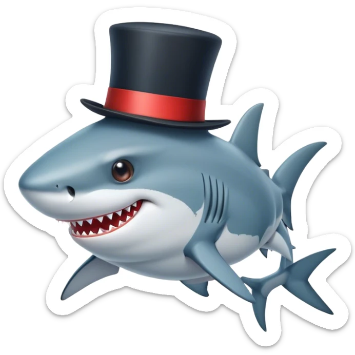 Shark with a top hat sticker