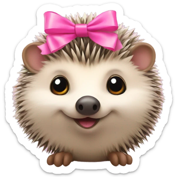 hedgehog with a pink bow sticker