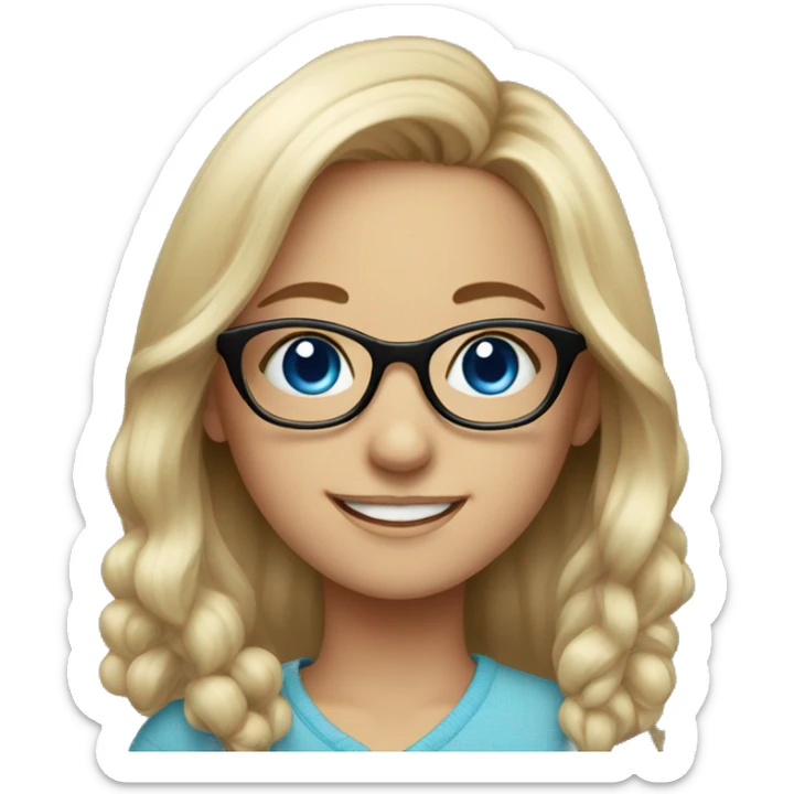 smiling girl in glasses portrait with blue eyes sticker