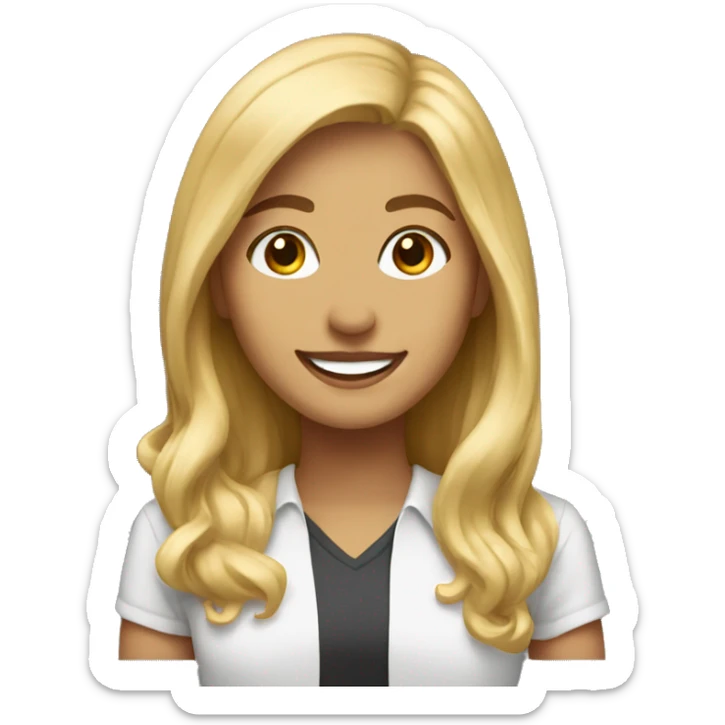 Blonde girl smiling wearing university of Chicago Loyola sticker