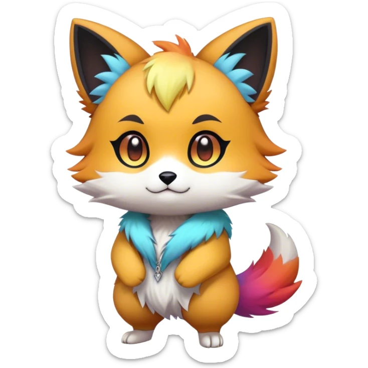  High quality Cute Cool Kawaii edgy Pretty Chibi Fur-Sona Colorful Fakemon Full Body sticker