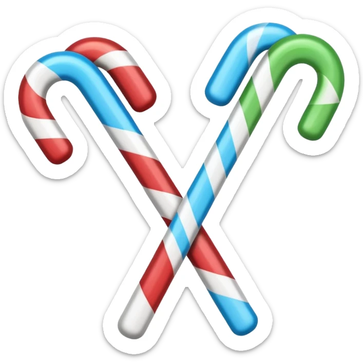 dual candy canes crossed together like swords striped with blue instead of red sticker