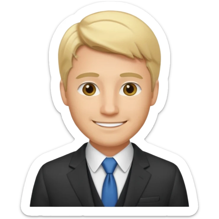 emoji of a 30-year-old man, mature appearance, gentleman features, blond hair, smiling sticker