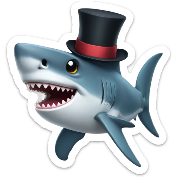 Shark with a top hat sticker