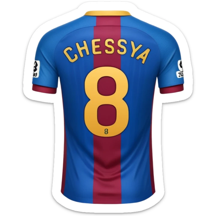 buat custom barcelona nama chessy nomor punggung 8 menghadap belakang hanya baju sticker