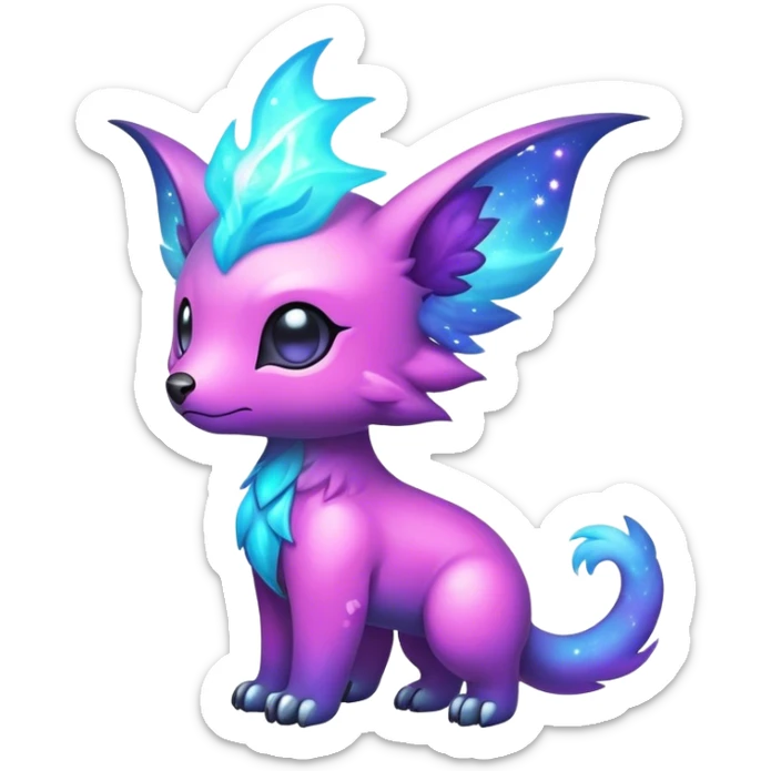 Cute cool colorful nebula fantasy animal hybrid Fakemon full body  sticker