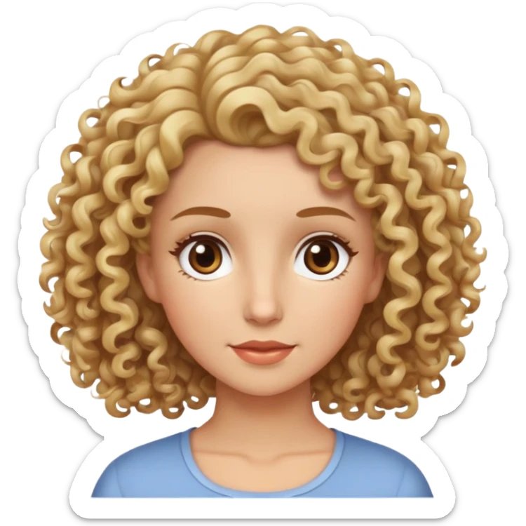 Blonde, curly haired mom with brown eyes with one girl with brown hair sticker