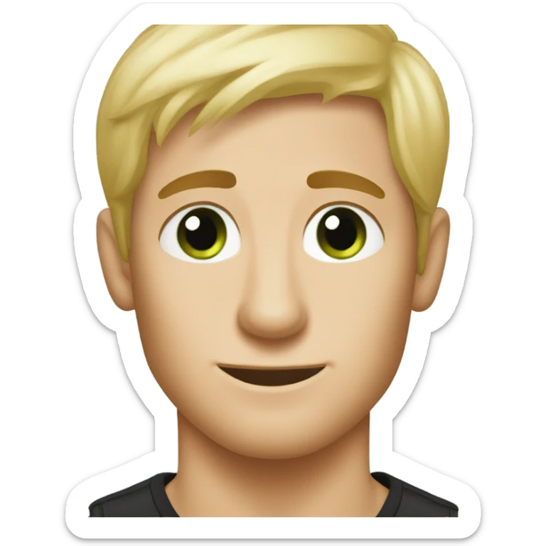 Green eyed short blonde hair guy with long black haired dachshund sticker