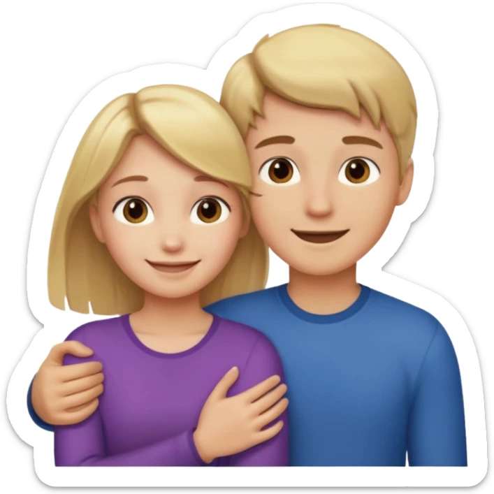 Amour à distance fille blonde et garçon châtain tous les deux clair de peau  sticker