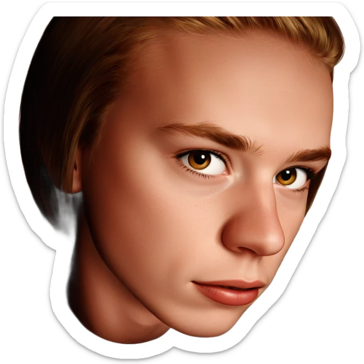 realistic portrait of girl and boy sticker