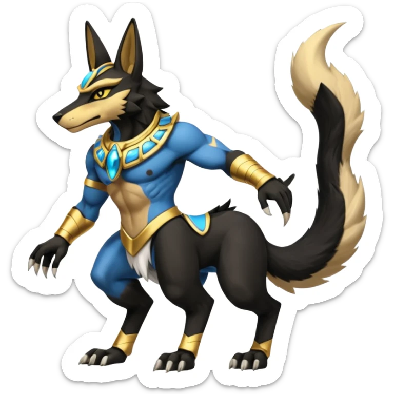 Black-furred Anubis-Lucario-fusion-hybrid (full body) sticker