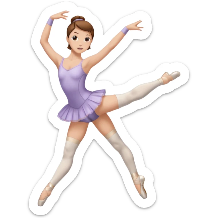 Ballet dancer in over the knee socks, leotard and brown hair sticker