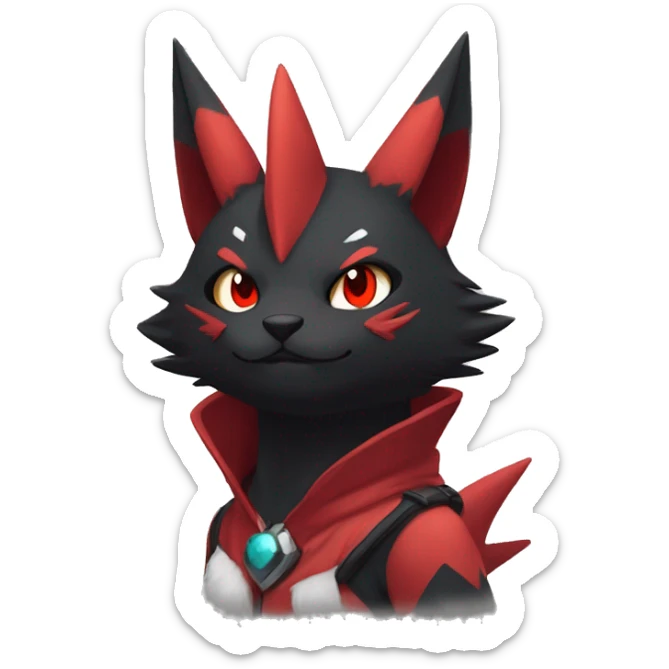 Black and Red Ethereal Fantasy Cool Edgy Cute Anthro Zangoose Litten Fakémon sticker