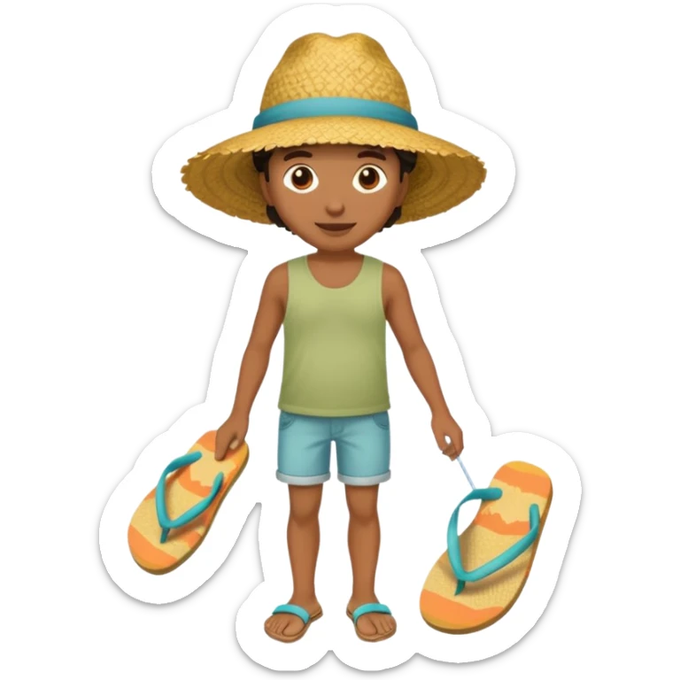 Créole réunionnais chapeau paille tong au pieds  sticker