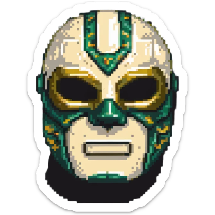 luchador mask with Milwaukee Bucks basketball colors forest green and cream sticker
