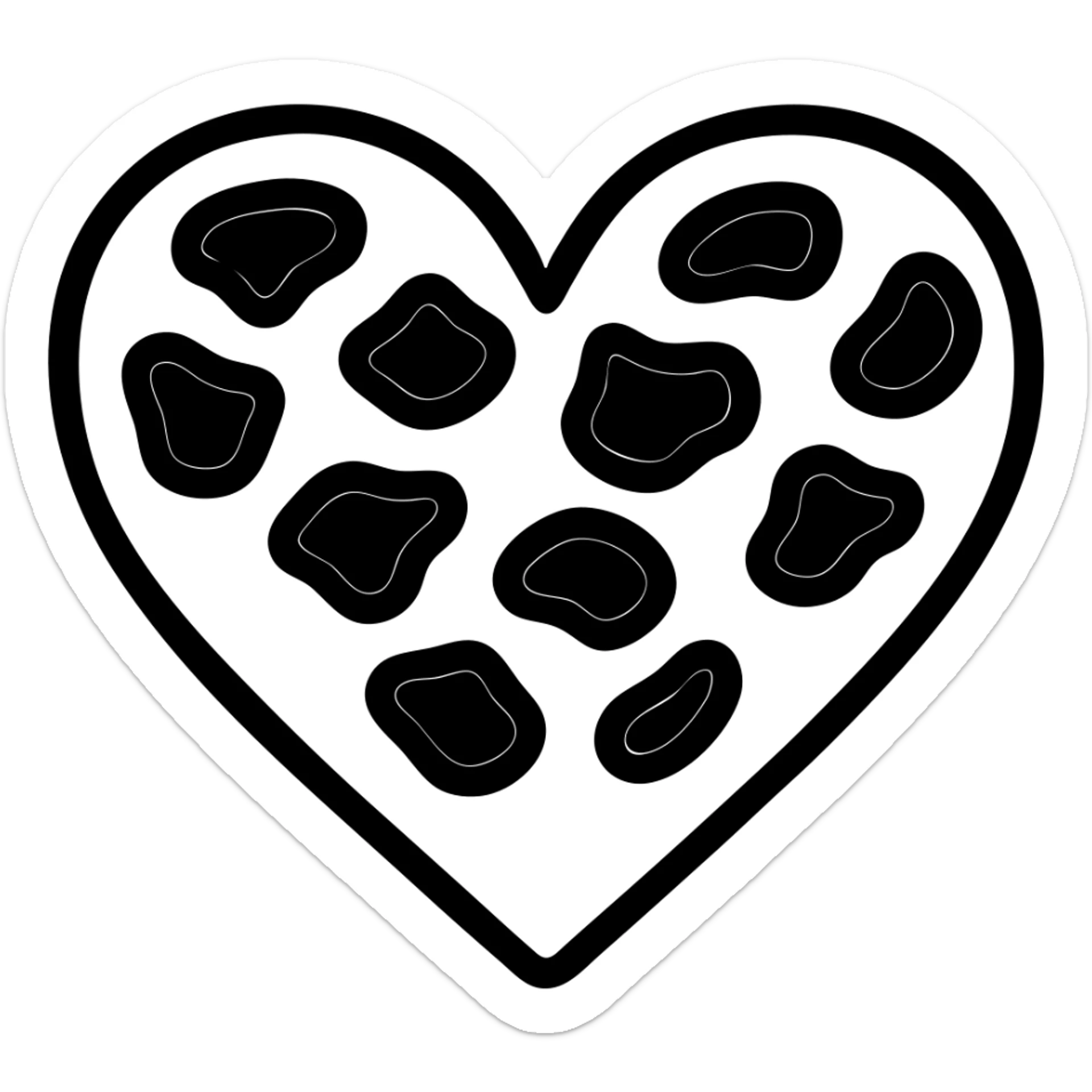 Add warm leopard print colors to the heart with tan and brown spots, keeping the icon style and transparent background. sticker