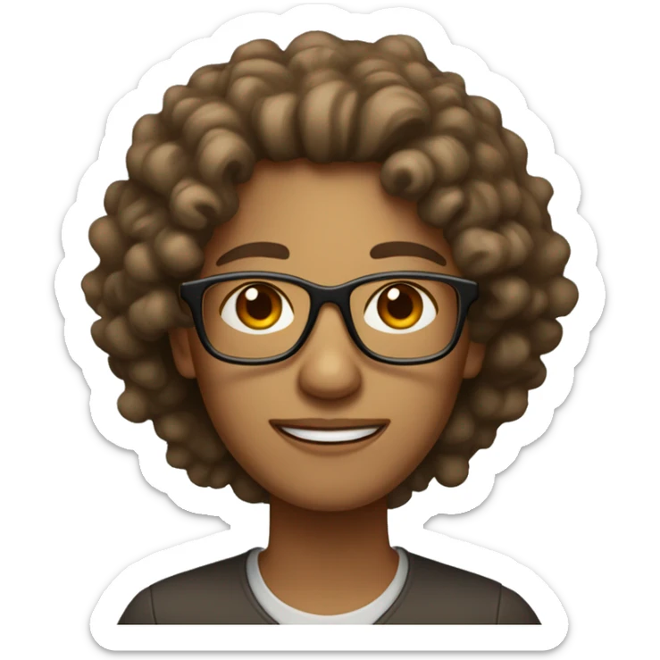 Light brown psychologist with curly hair and with dark and light brown glasses  sticker
