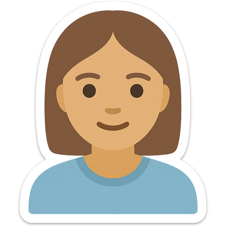 icon of a woman named Megan, flat color style, soft features, approachable look, for user profile sticker