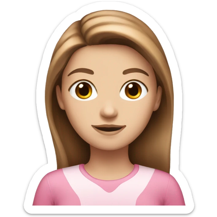 white girl with -brown-hair-with-a-pink wear sticker