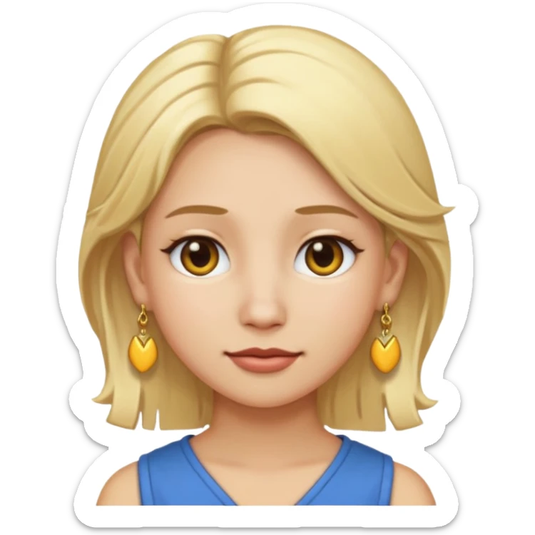 Hauru with blonde hair and earrings as an apple style emoji sticker